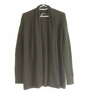 Aqua Open Cardigan Women S Black 100%Cashmere Waffle Knit Shawl Collar Luxury